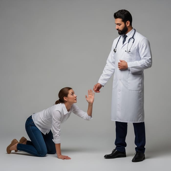 Diverse Doctor Helping Patient with Stethoscope Diverse Doctor Helping Patient with Stethoscope