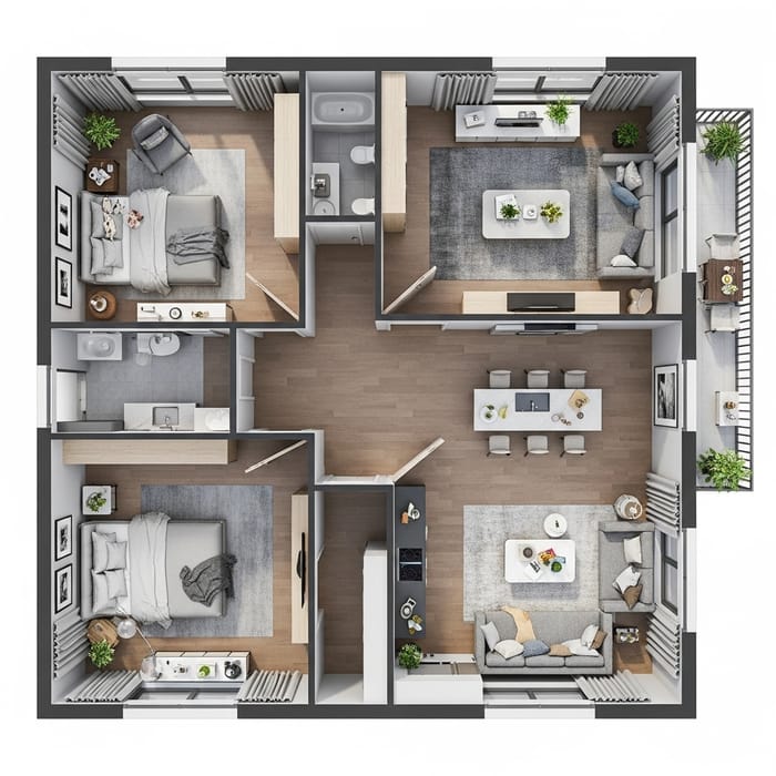 Modern House Interior | 3 Bedrooms View Modern House Interior | 3 Bedrooms View