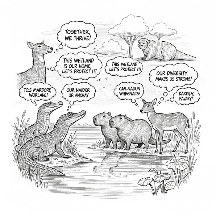 Chaco Wetland Animals Dialog Sketch - Biodiversity Unity