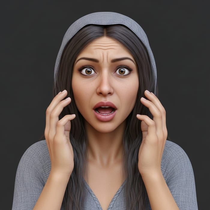 3D Ultra-Realistic Surprised Middle-Eastern Woman Rendering