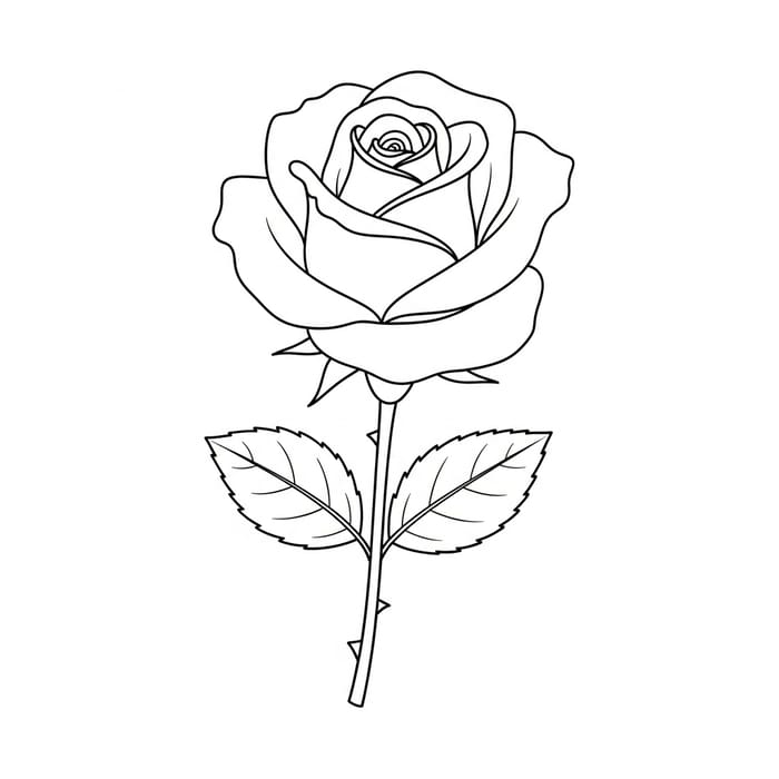 Simple Rose Coloring Page for Kids | Easy & Elegant Design Simple Rose Coloring Page for Kids | Easy & Elegant Design