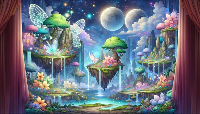 Whimsical Floating Islands Fantasy Landscape