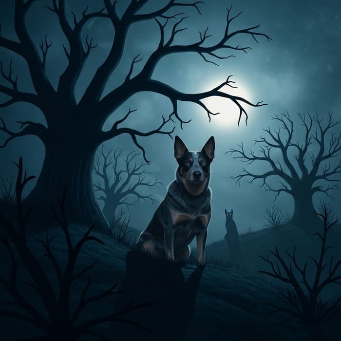 Horror.exe: Blue Heeler Scene Under Creepy Moonlight Horror.exe: Blue Heeler Scene Under Creepy Moonlight