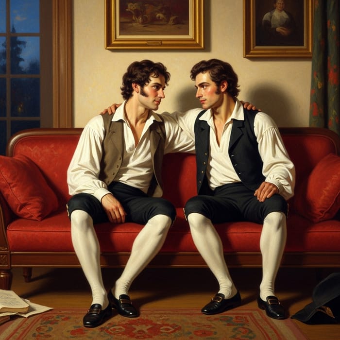 Arthur Rimbaud & Paul Verlaine Romantic Painting Arthur Rimbaud & Paul Verlaine Romantic Painting