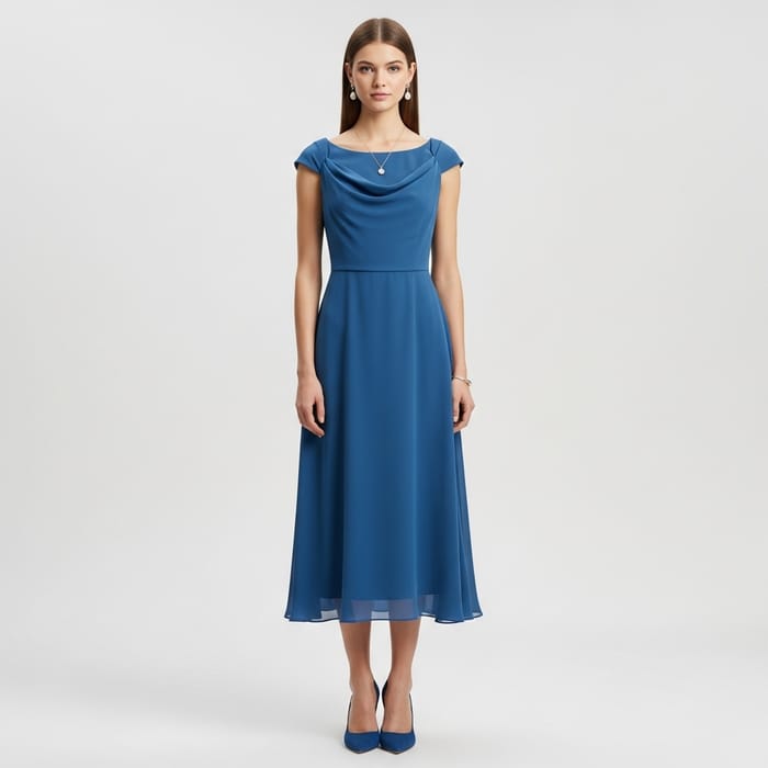 Trendy Elegance: Modern Graduation Dress in Blue Trendy Elegance: Modern Graduation Dress in Blue