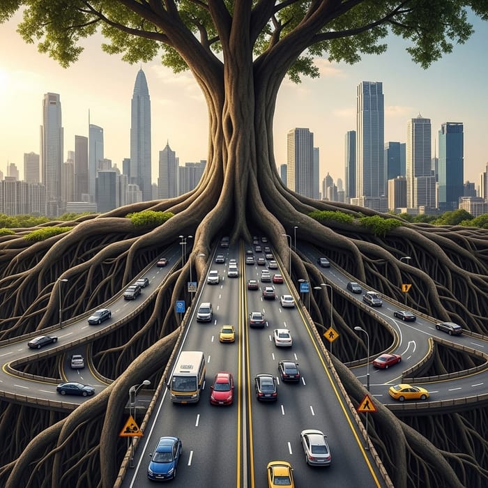 Magical Shift: Tree Roots Guide to Urban Pathways