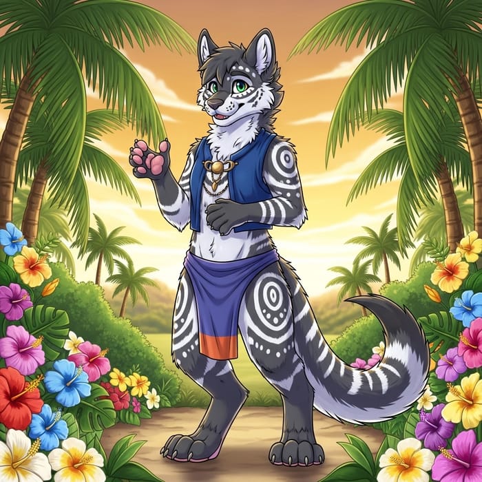 Tropical Fursona Art with Intricate Markings Tropical Fursona Art with Intricate Markings
