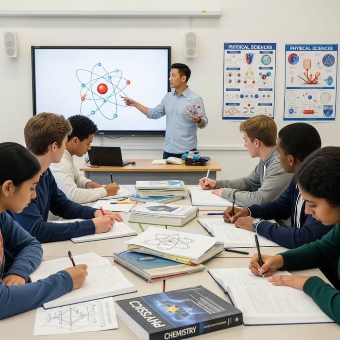 Interactive Grade 12 Physical Sciences Classroom Lesson with Atom Model Demo