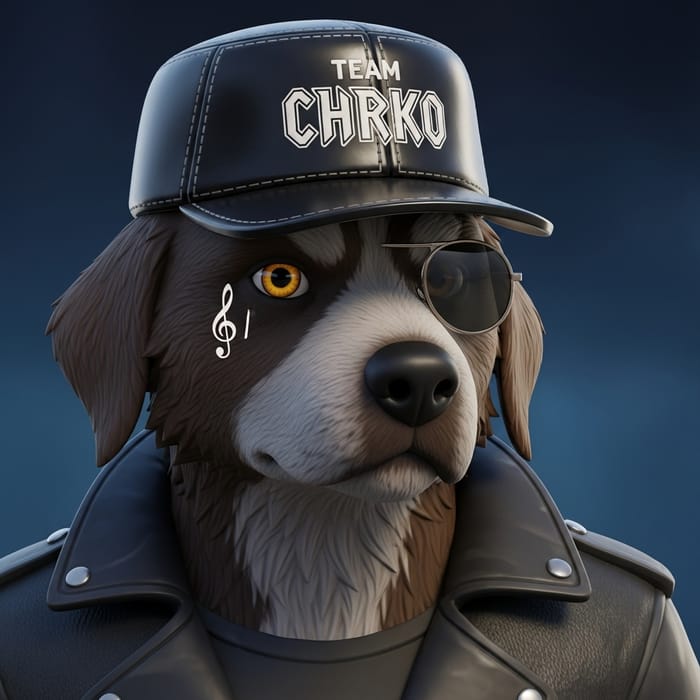 Rockstar Dog Avatar with Music-Themed Cap Rockstar Dog Avatar with Music-Themed Cap