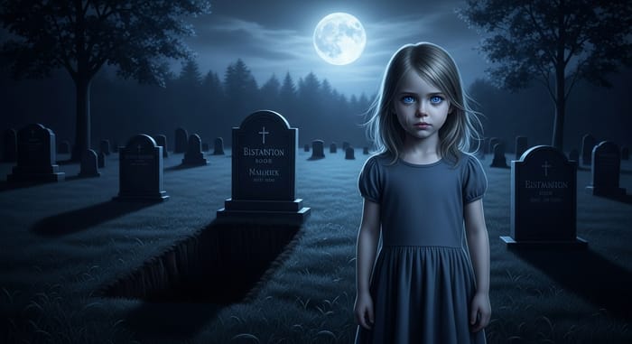 Blue-Eyed Maiden: A Tale of Grief and Hope in Moonlit Cemetery Blue-Eyed Maiden: A Tale of Grief and Hope in Moonlit Cemetery