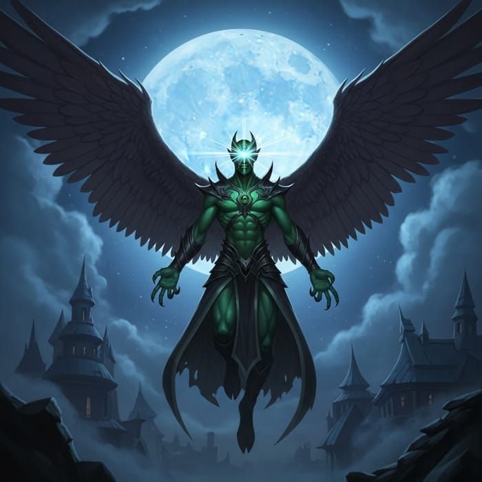 Mystical Non-Human Villain with Expansive Wings Mystical Non-Human Villain with Expansive Wings