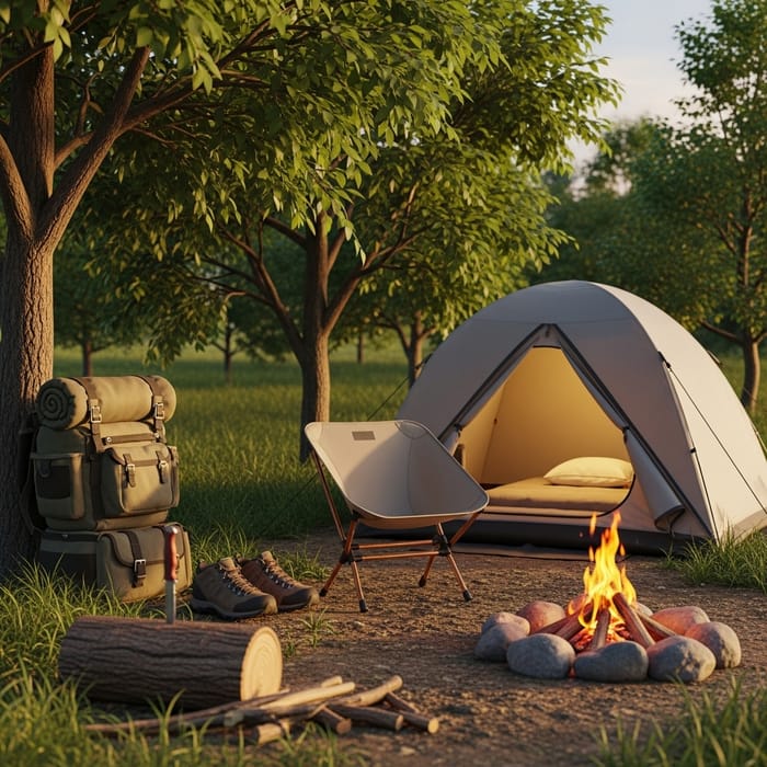 Tranquil Outdoor Camping Scene in 4K Resolution