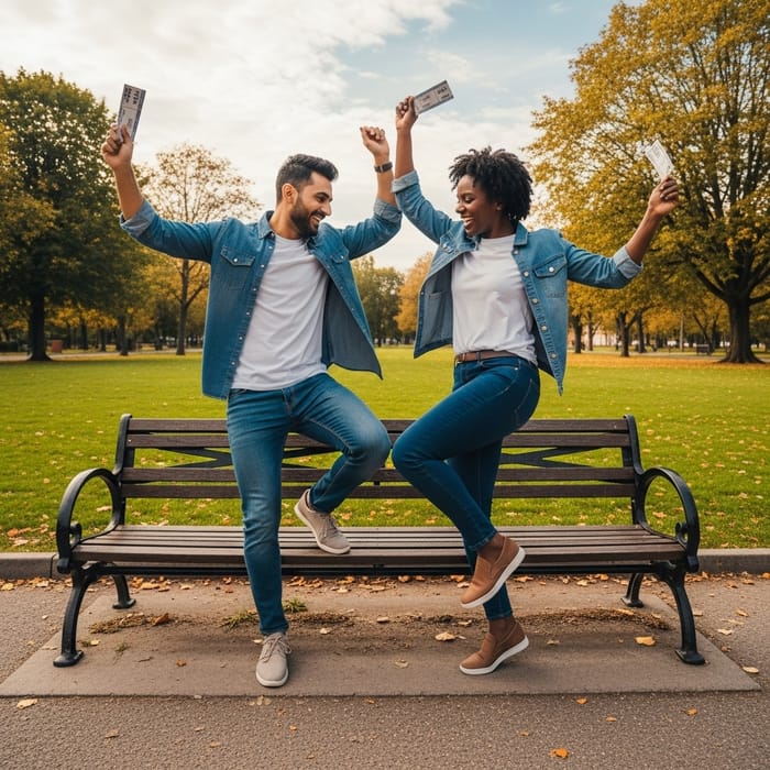 Joyful Dance of Identical Twins in the Park