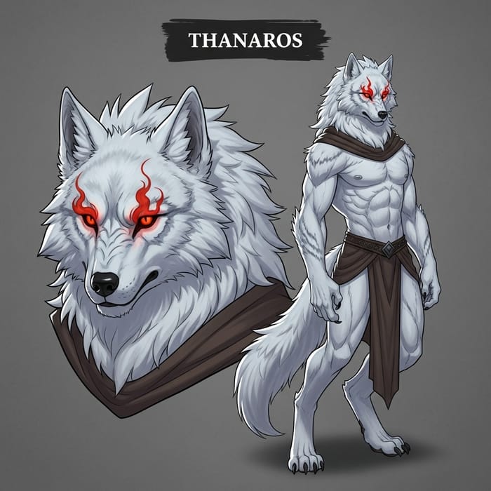 Thanaros: Majestic White Wolf of Brute Strength and Elegance Thanaros: Majestic White Wolf of Brute Strength and Elegance