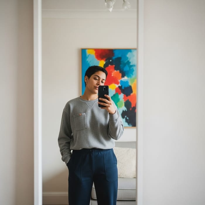 Contemplative Self-Portrait | Casual Reflection in Mirror Contemplative Self-Portrait | Casual Reflection in Mirror