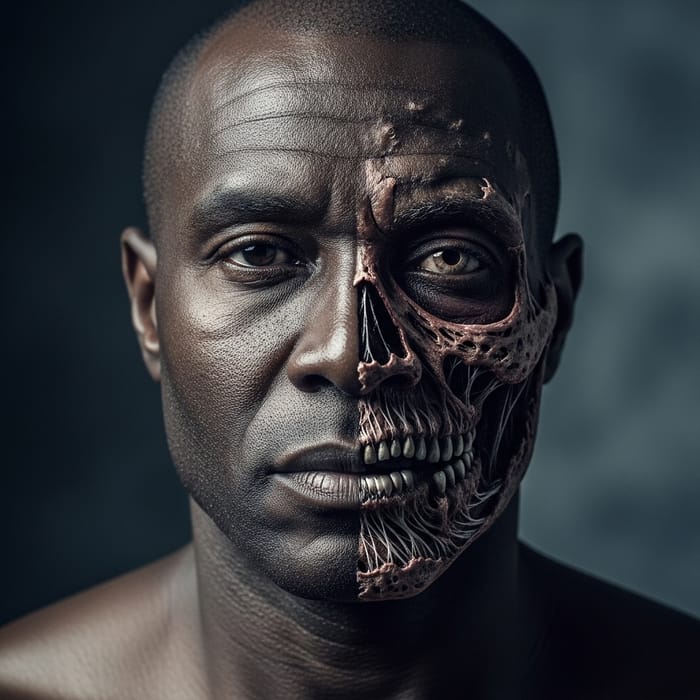 Portrait of a Decayed Black Man: Strong Build, 50 Years Old