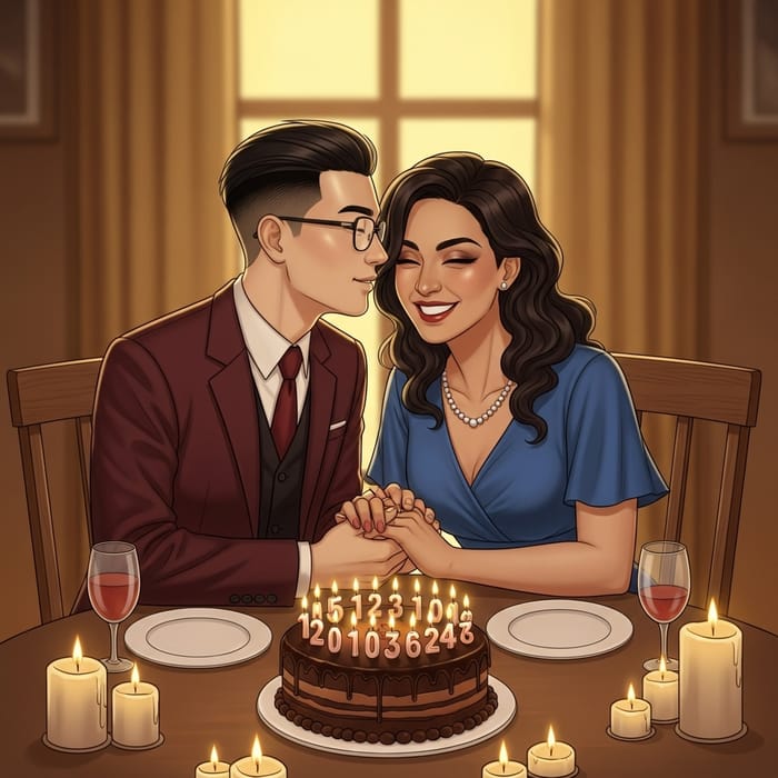 Romantic Couple Anniversary Wishes with Chocolate Cake and Candles Romantic Couple Anniversary Wishes with Chocolate Cake and Candles