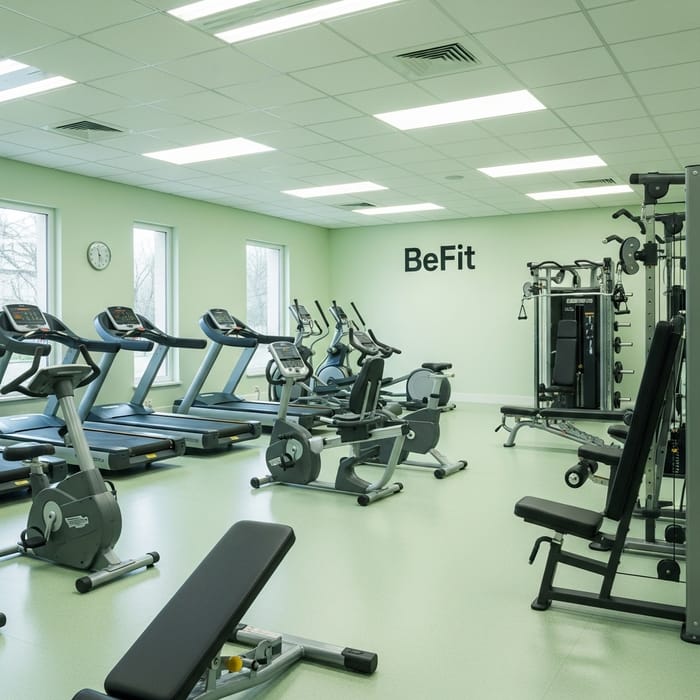 BeFit Sports Fitness Club - Calming Pastel Green Environment BeFit Sports Fitness Club - Calming Pastel Green Environment