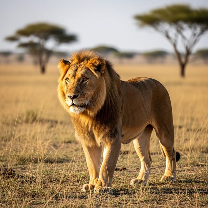 Majestic Lion in Untouched Savannah Wilderness Majestic Lion in Untouched Savannah Wilderness