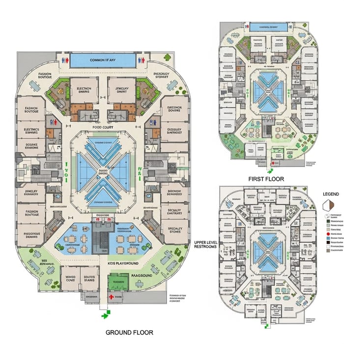 Detailed Modern Shopping Mall Floorplan Design