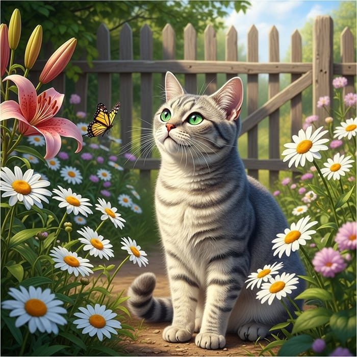 Adorable Cat Enjoying Outdoor Adventure Adorable Cat Enjoying Outdoor Adventure