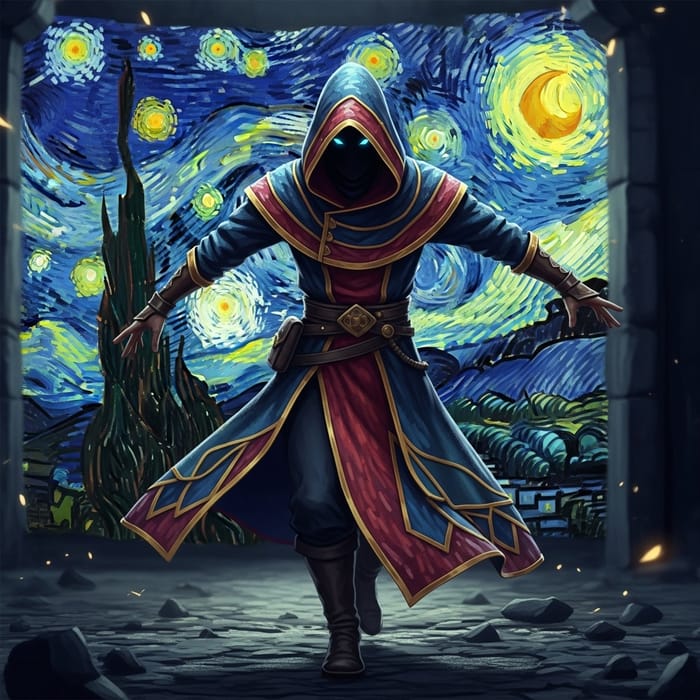 Enigmatic Figure in Vibrant Cloak - Dynamic Fantasy Pose Enigmatic Figure in Vibrant Cloak - Dynamic Fantasy Pose