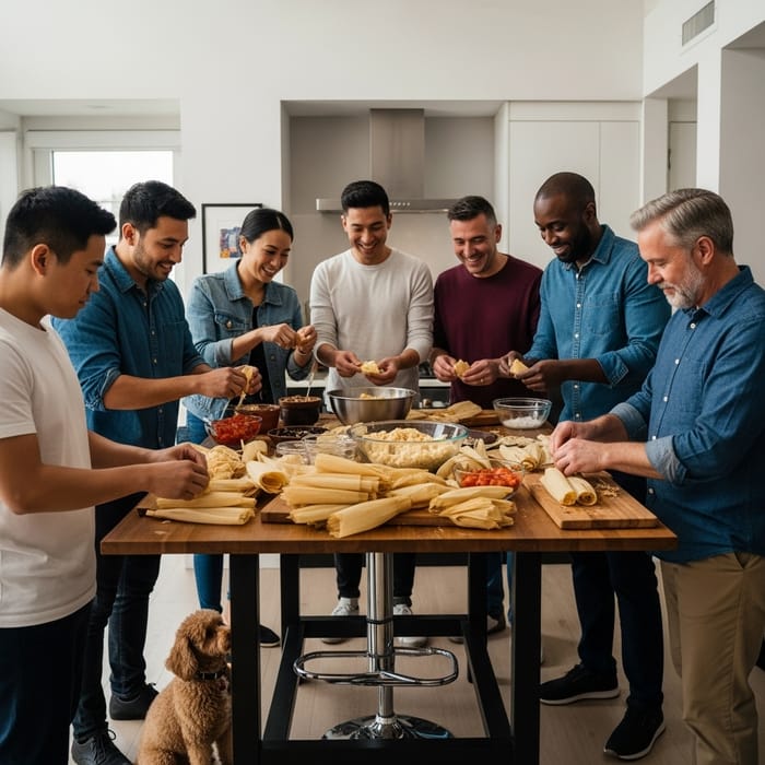 Hand-Making Tamales in San Francisco Apartment with Hungry Group Hand-Making Tamales in San Francisco Apartment with Hungry Group