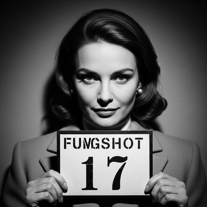 Vintage Chanel Mugshot Black and White Stylish Portrait Vintage Chanel Mugshot Black and White Stylish Portrait
