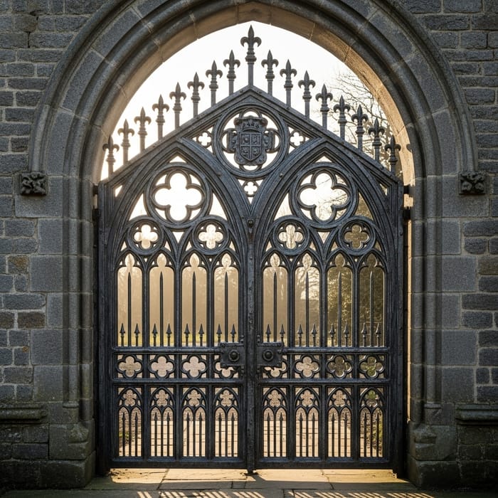 Metallic Gothic Gates | Intricate Architectural Style