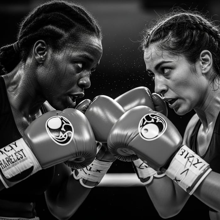 Empowering High-Speed Boxing Match: Women of Focus and Determination