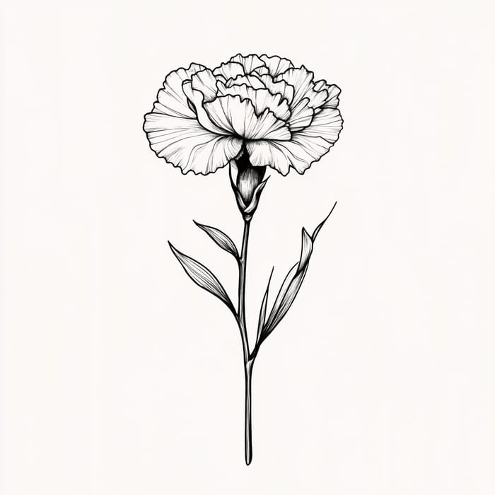 Minimalist January Carnation Flower Tattoo Design