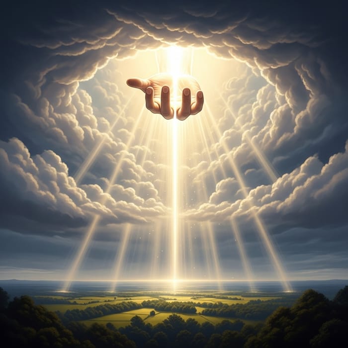 Celestial Hand Reaching Earth