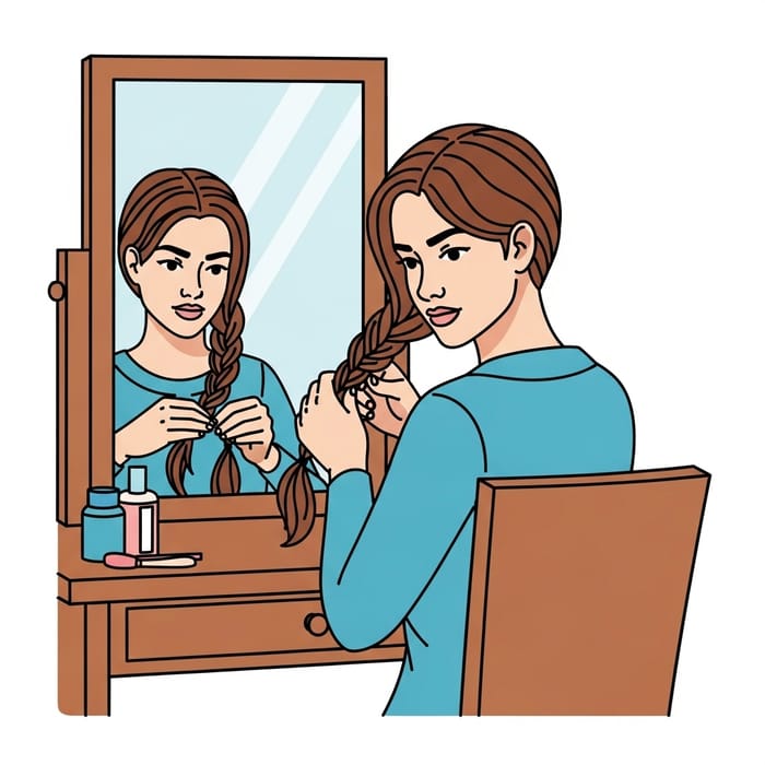 Simple Clip Art of Woman Braiding Hair | Natural Beauty Scene Simple Clip Art of Woman Braiding Hair | Natural Beauty Scene