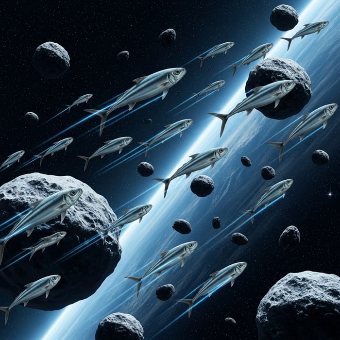 Ethereal School Speeds Through Asteroid Belt: Cosmic Undersea Spectacle Ethereal School Speeds Through Asteroid Belt: Cosmic Undersea Spectacle