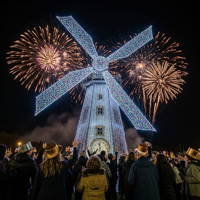 Sparkling Turbine Lights: New Year Celebration Sparkling Turbine Lights: New Year Celebration