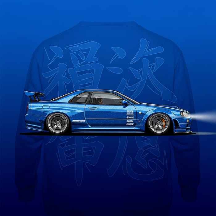 1999 Nissan Skyline GT-R R34 Sweatshirt Design - JDM Inspired 1999 Nissan Skyline GT-R R34 Sweatshirt Design - JDM Inspired
