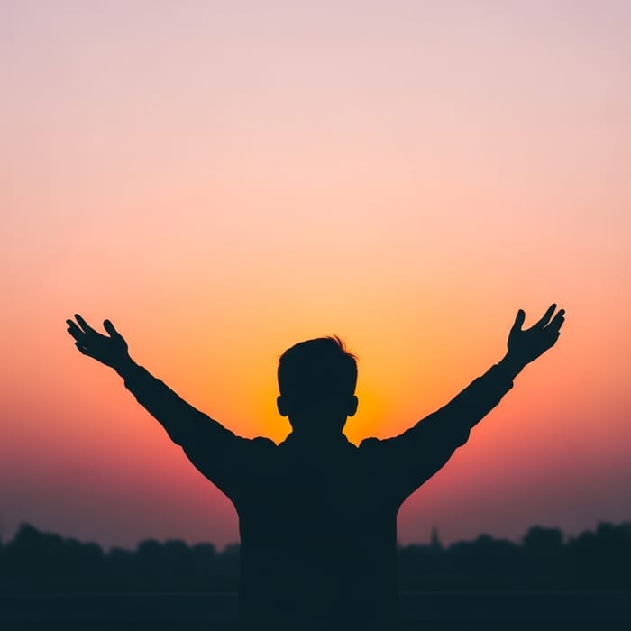 Serene Silhouette Against a Vibrant Sunrise Serene Silhouette Against a Vibrant Sunrise