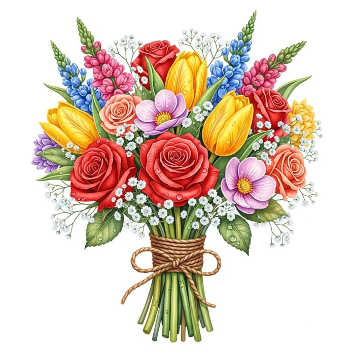 Vibrant Floral Bouquet Watercolor | Colorful Flowers Painting Vibrant Floral Bouquet Watercolor | Colorful Flowers Painting