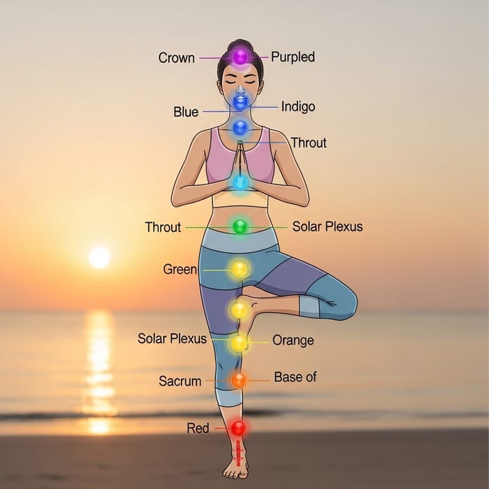 Woman's Body Energy Centers Illustration Woman's Body Energy Centers Illustration
