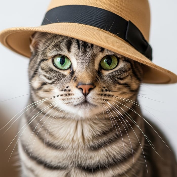 Cute Cat in Stylish Hat | Charming Feline Portrait
