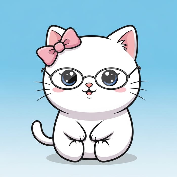 Adorable Hello Kitty with Oval Glasses in Kawaii Style Adorable Hello Kitty with Oval Glasses in Kawaii Style