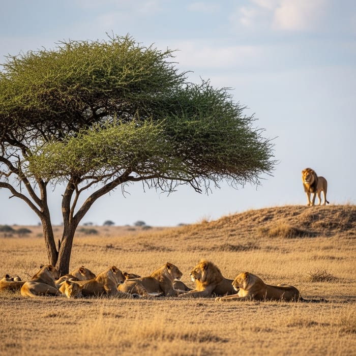 African Lions: Majestic Leones in the Sun