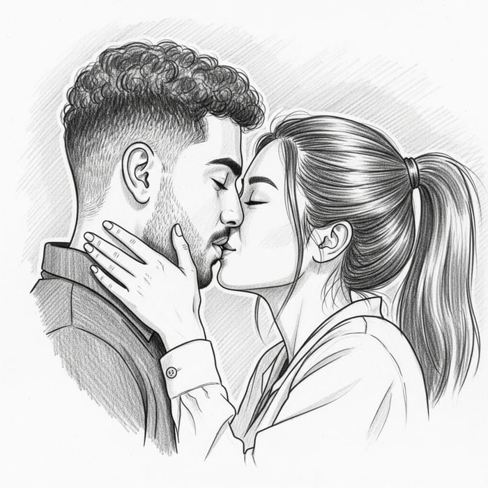 Romantic Kiss - Couple Illustration