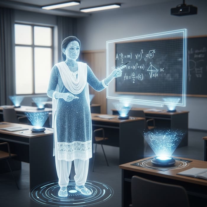 Futuristic Teacher Hologram Lecture