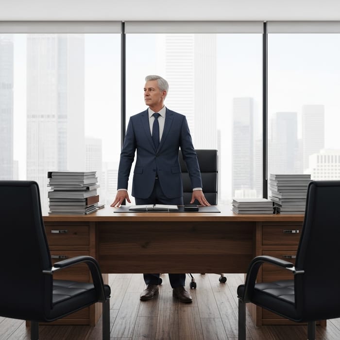 Successful Business Tycoon in Corporate Office