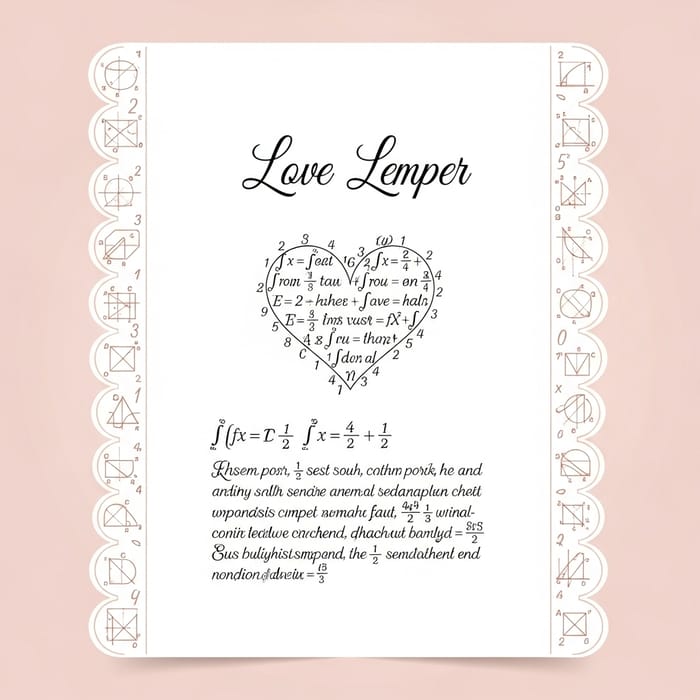 Mathematics Inspired Love Letter Design | Elegant Blush Elements