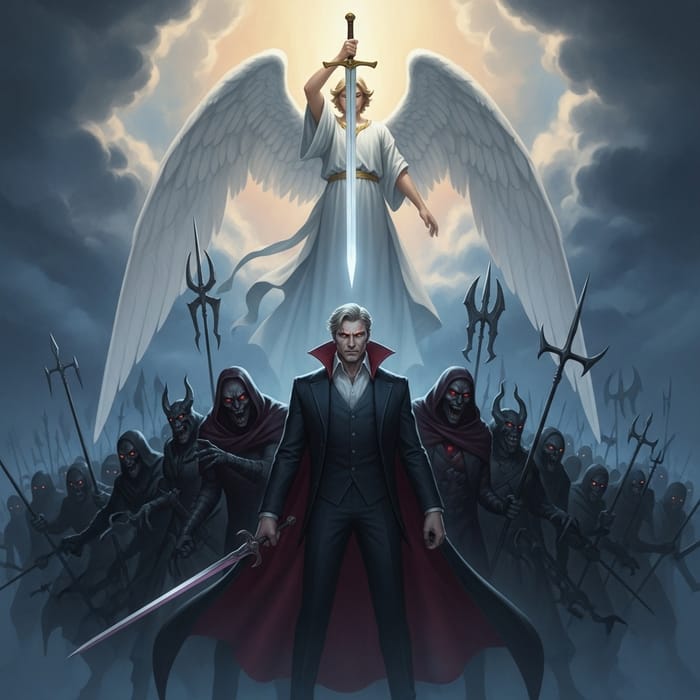 Celestial Battle: Archangel vs Lucifer and Malevolent Army