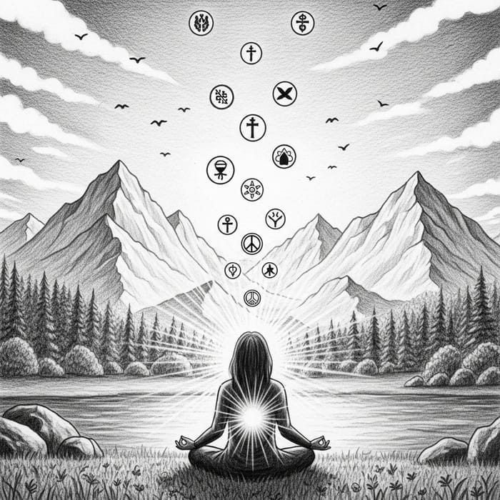 Spiritual Self Drawing: Inner Peace Poster & Embracement