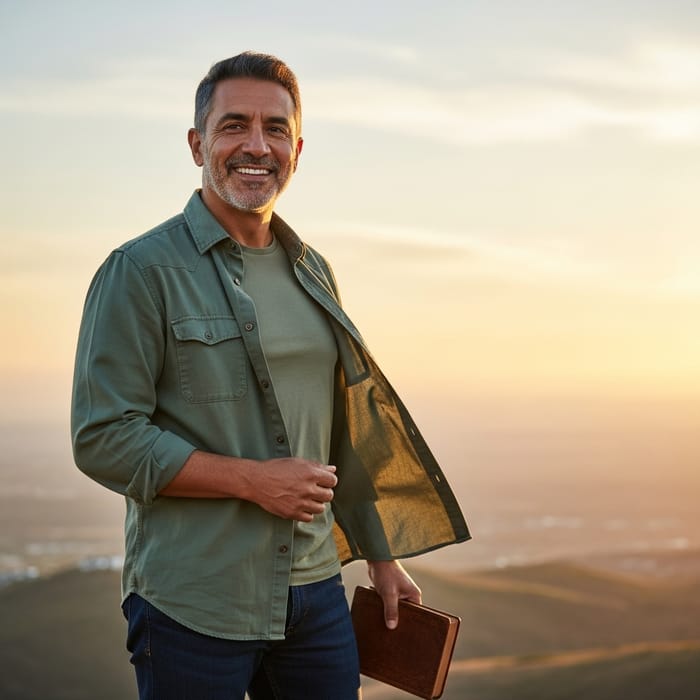 Middle-Aged Hispanic Man Smiling