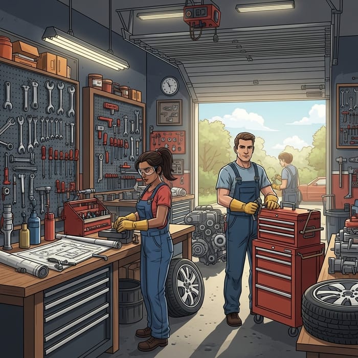 Stylish Mechanic Garage YouTube Banner Design